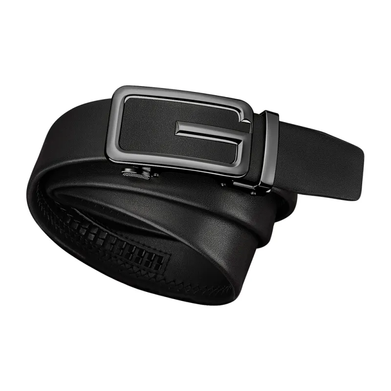 WilliamPOLO Cow Leather Leather Belts Men's Gunmetal 3.5cm Width-3