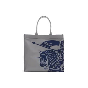 Burberry Canvas Canvas Bag Tote Bag Shopping Bag Shoulder Bag Handbag Medium Size Men's Gray & Blue