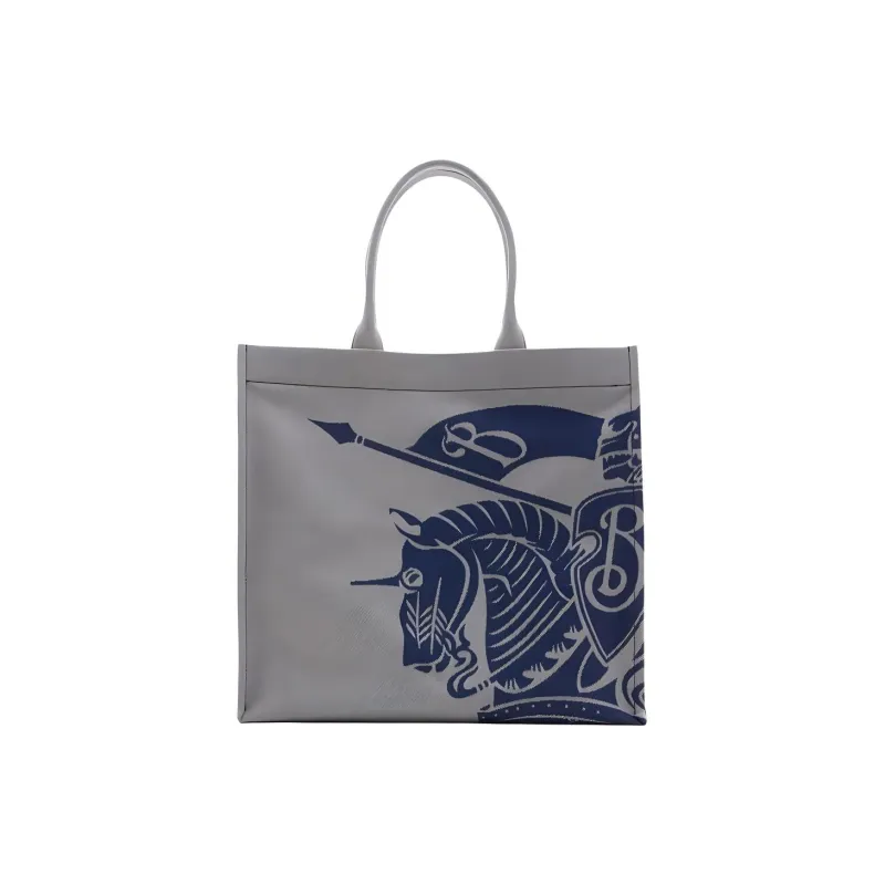 Burberry Canvas Canvas Bag Tote Bag Shopping Bag Shoulder Bag Handbag Medium Size Men's Gray & Blue-0