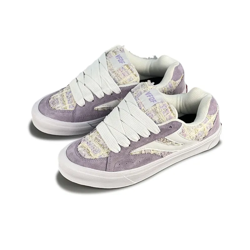 VFDF Chanel Inspired Puffy Durable Breathable Low Top Skateboard Shoes Women's Taro Purple-2