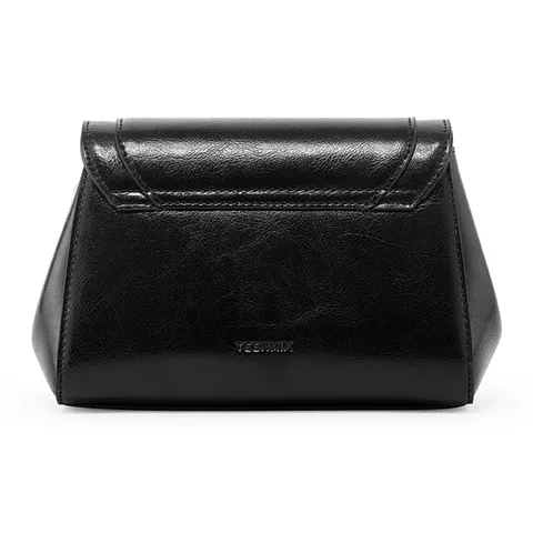 Teenmix Cow Leather With Synthetic Leather Underarm Shoulder Bag, Crossbody Bag Trumpets Women's Black/White/Khaki-4