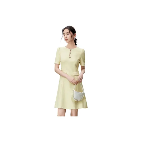 SENTUBILA Short-Sleeved Dresses Women's Soothing Yellow