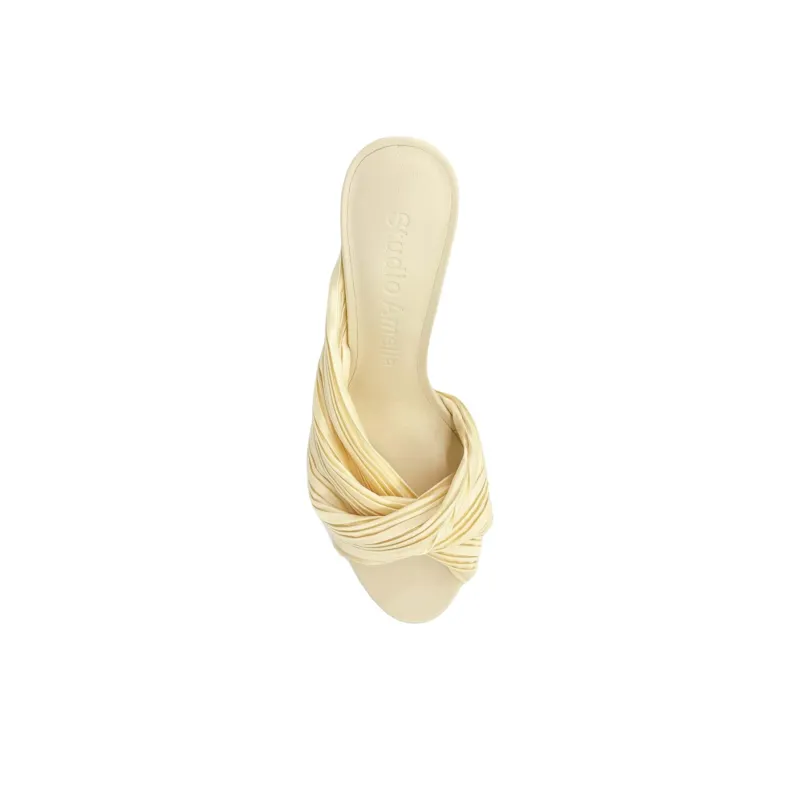 STUDIO AMELIA Slide Slippers 7cm Women's Light Yellow-3