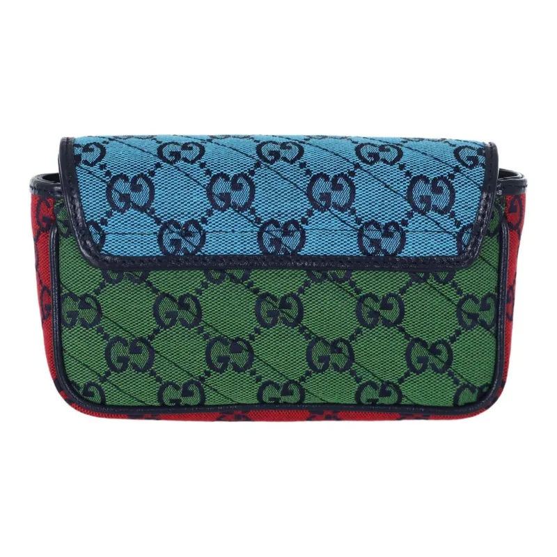 GUCCI Marmont Canvas Suede Shoulder Bag Crossbody Bag Extra Mini Women's Multicolor-3