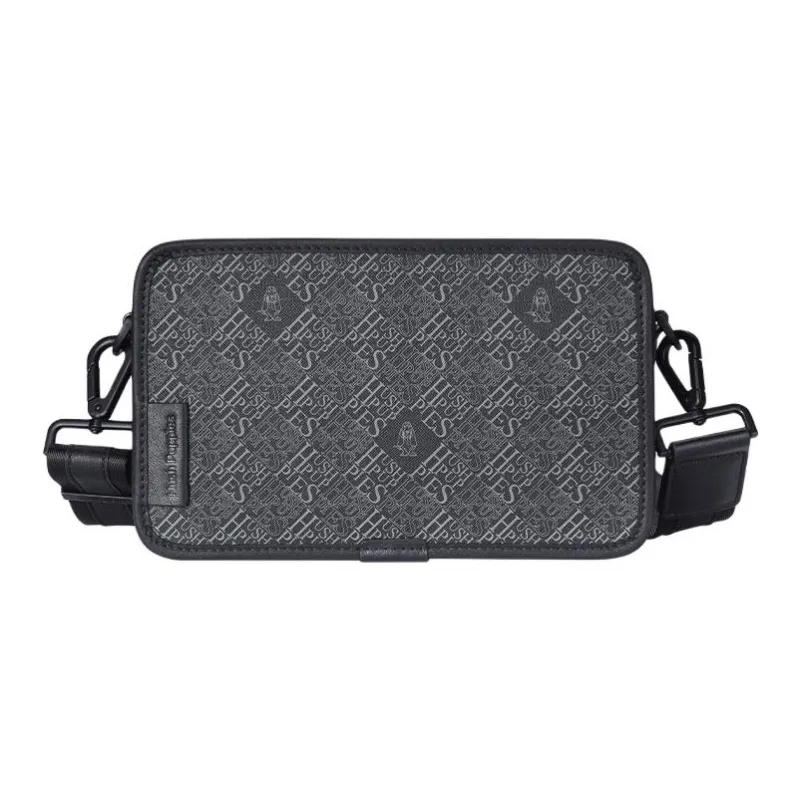 Hush Puppies Cow Leather Crossbody Bag, Shoulder Bag Men's Black-0
