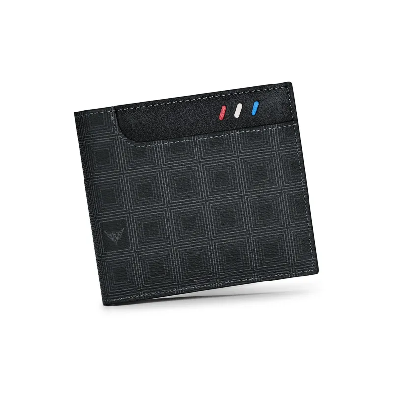 WilliamPOLO PVC Cow Leather Patchwork Wallet Regular Men's Black Plaid-9