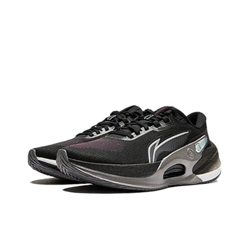 LiNing Furious Rider 7.0 V2 Anti Slip Wear Resistant Low Top Running Shoes Men's Black Silver-2
