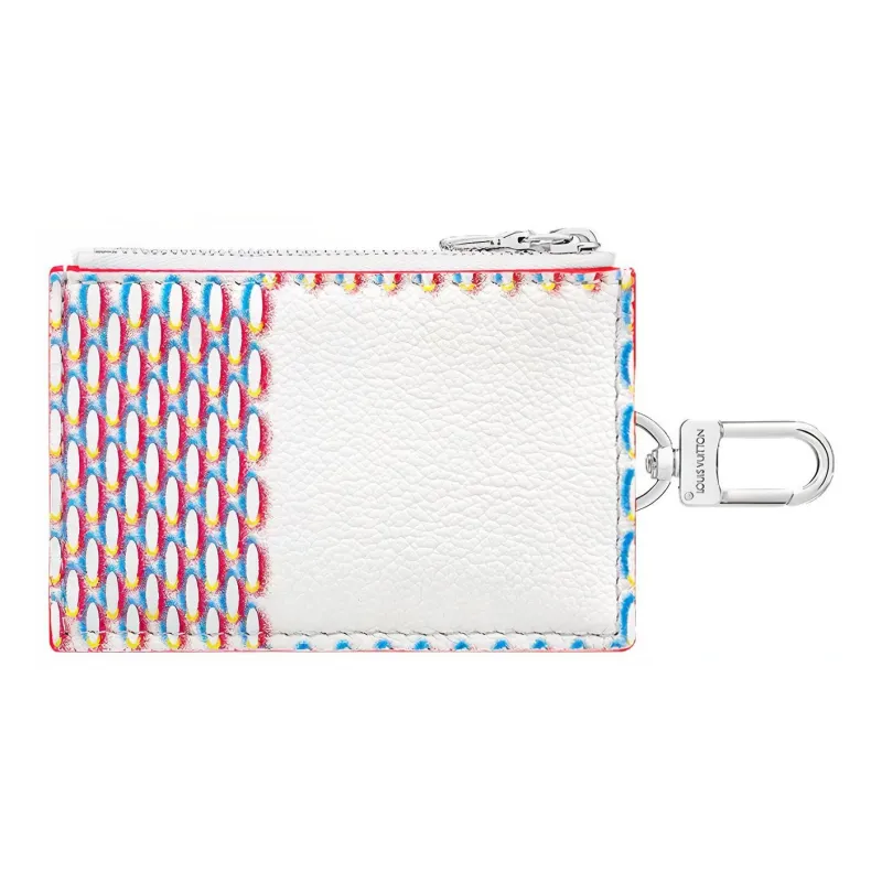 LOUIS VUITTON Double Zipped Card Holder White Damier Spray-2