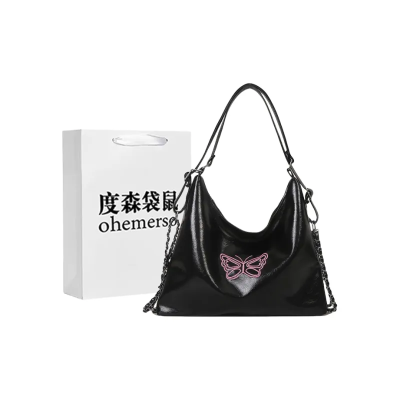 Dusen Kangaroo PU Crossbody Bag, Shoulder Bag Regular Women's White/Black/Silver-4