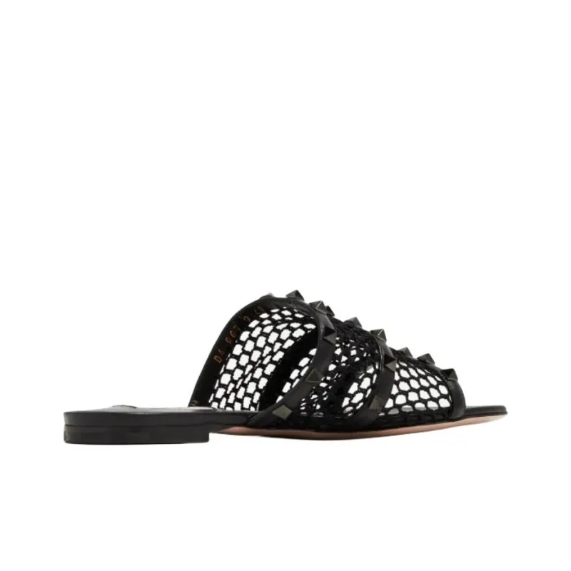 Valentino Slide Slippers Women's Black-4