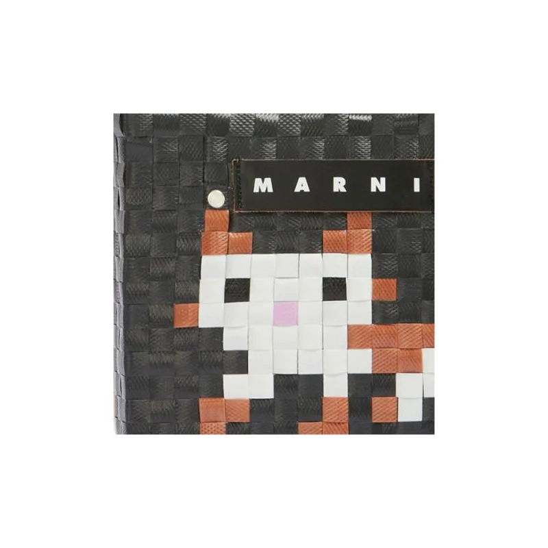 MARNI Basket Series Polypropylene With Cow Leather Basket Bag Handbag Women's Dark Gray-4