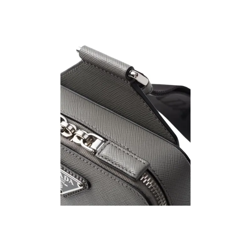 PRADA Saffiano Cow Leather Shoulder Bag Crossbody Bag Sling Bags Men's Marble Gray-4