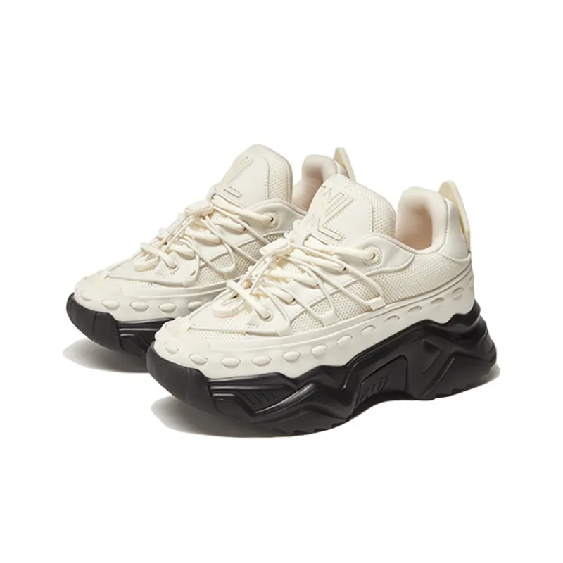 VWL Chunky Sneakers Unisex Mid Top Beige/Black-3