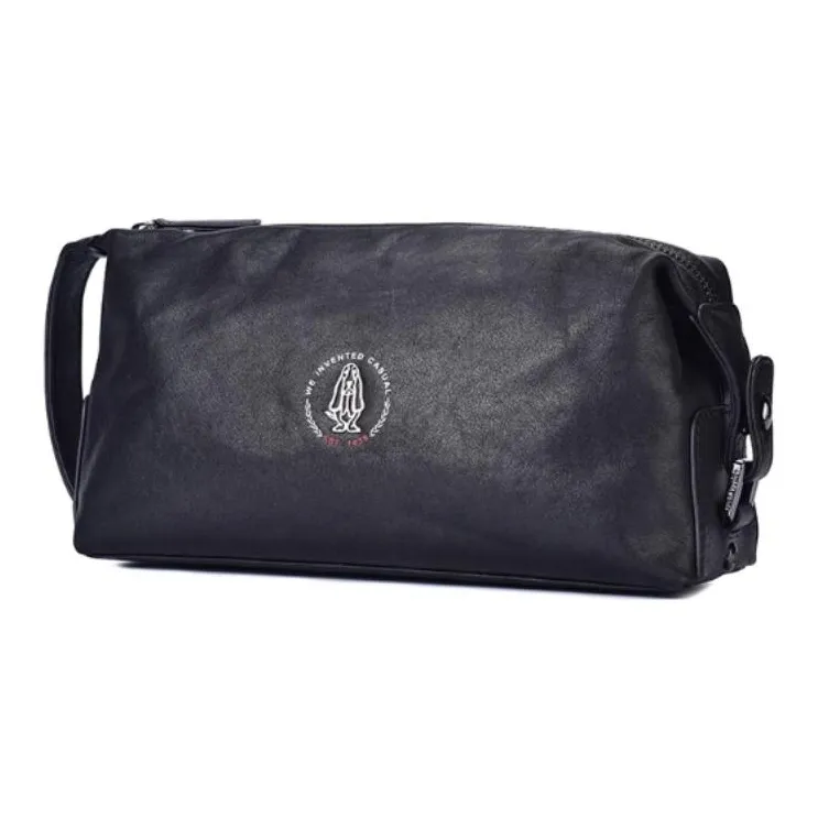 Hush Puppies Cow Leather Clutch Medium Size Men's Black-1