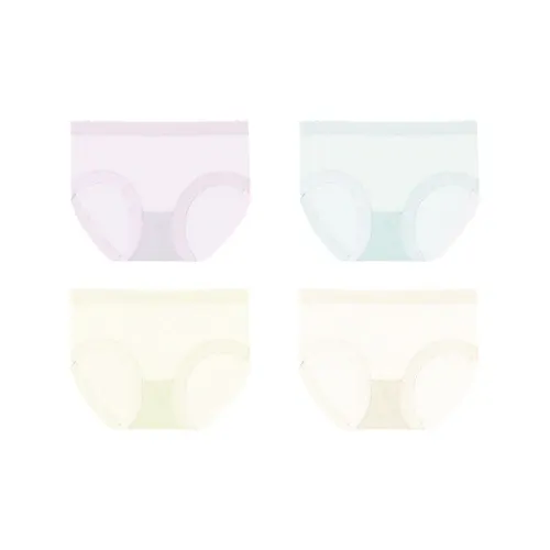 Red Bean Underpants Women's 4 Pack Custard/Soft Pink/Aqua Green/Light Pea Green