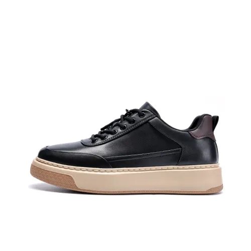 Satchi Slip Resistant Cushioning Wear Resistant Height Increasing Low Top Skateboard Shoes Men's Black 4CM