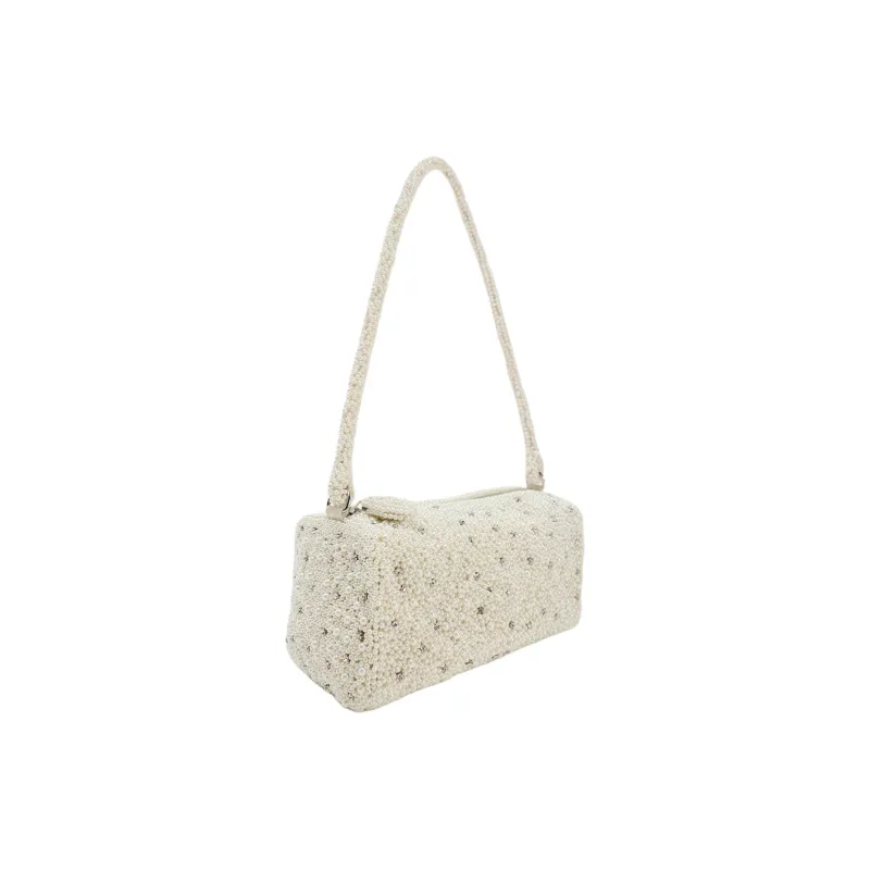 ZARA Polyester Bowling Bag Handbag Shoulder Bag Mini Women's White-2