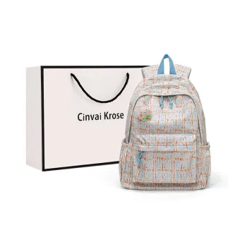 Simvay Clos Fabric Backpack Backpack Travel Bag Hiking Bag Large Size Women's Light Blue
