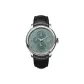 Dark Pine Green Dial-Silver Hands Black Leather Strap