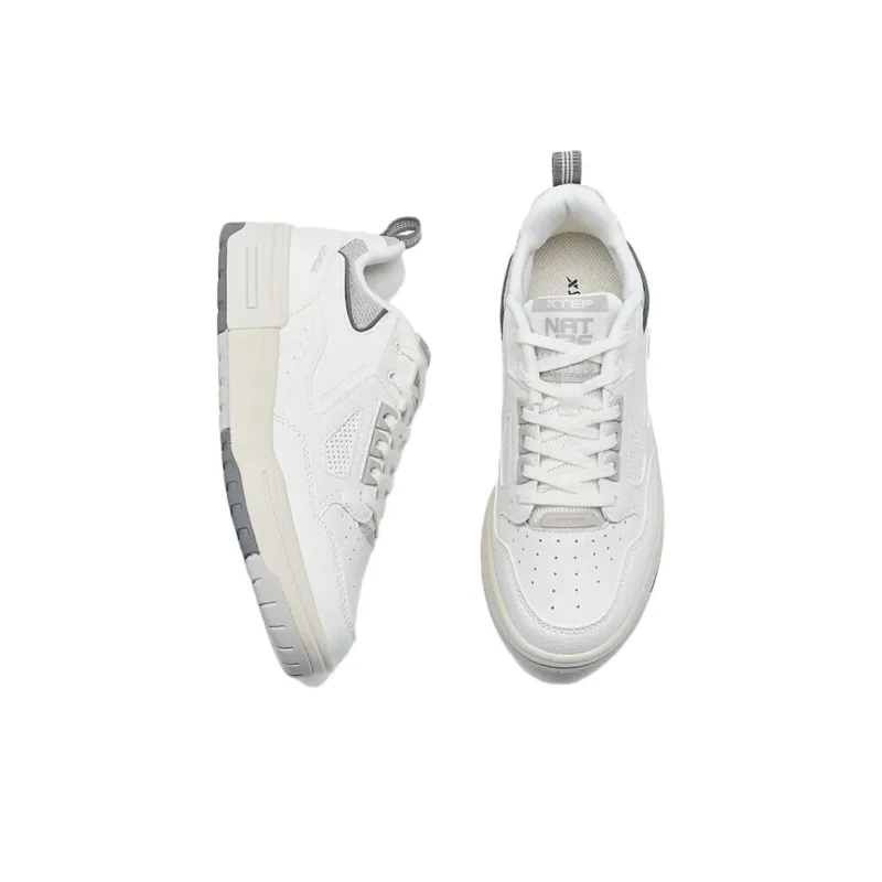 XTEP New Dawn Collection Slip Resistant Low Top Skateboard Shoes Women's White Gray-3