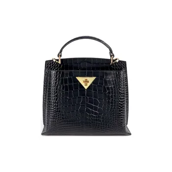 ELLE Cow Leather Portable Crossbody Bag Shoulder Bag Medium Size Women's Black/Laurel Leaf/Dusty Gray