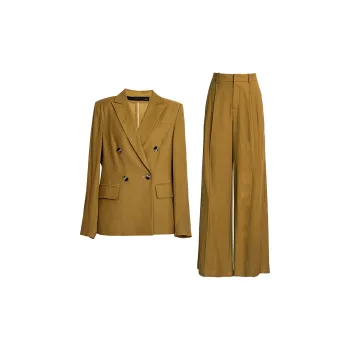 ROEYSHOUSE Business Suits Women's Brown Yellow