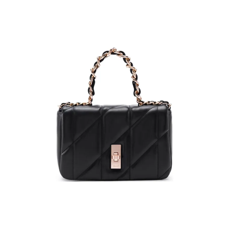 ELLE Cow Leather Handbag Shoulder Bag Small Size Women's White/Pink/Black-0