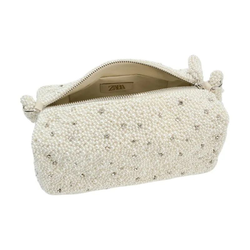 ZARA Polyester Bowling Bag Handbag Shoulder Bag Mini Women's White-4