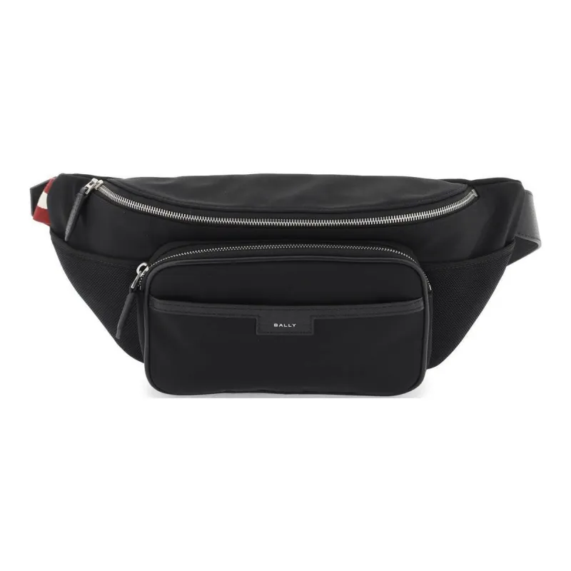 BALLY Nylon Fabric Fanny Pack Men's Black-3