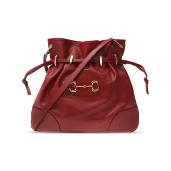 GUCCI Horsebit 1955 Leather Crossbody Bag Shoulder Bag Women's Red