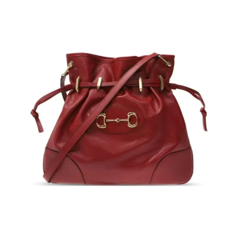 GUCCI Horsebit 1955 Leather Crossbody Bag Shoulder Bag Women's Red-0