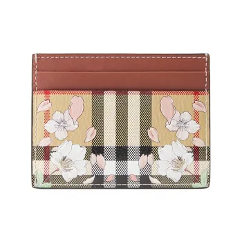 Burberry Cow Leather Card Sleeve Card Holder Card Case Women's Beige