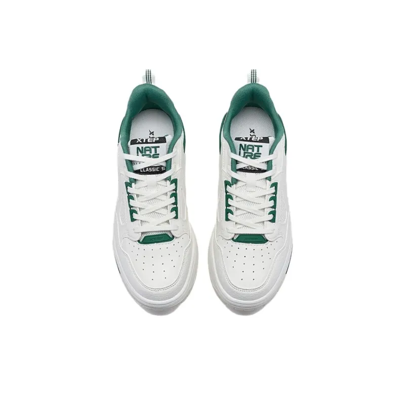 XTEP New Dawn Collection Anti Slip Wear Resistant Low Top Skateboard Shoes Women's White Green-3