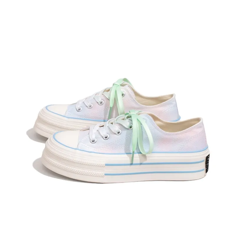 Feiyue Anti Slip Wear Resistant Low Top Skateboard Shoes Women's Light Blue Pink-1