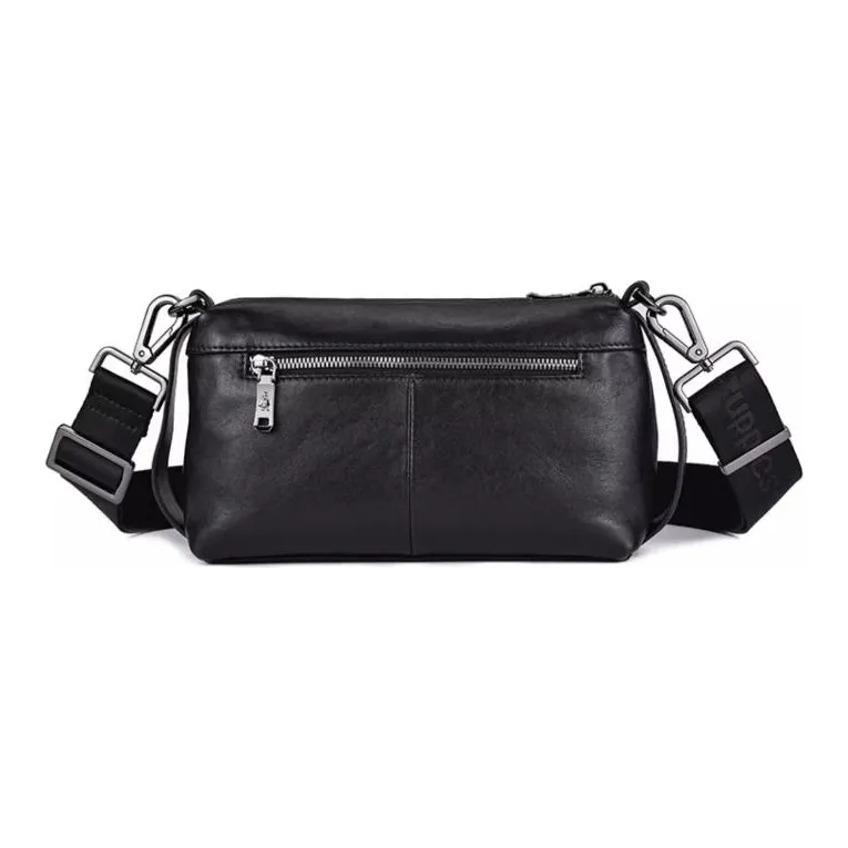Hush Puppies Cow Leather Handbag, Shoulder Bag Men's Black/Blue-3