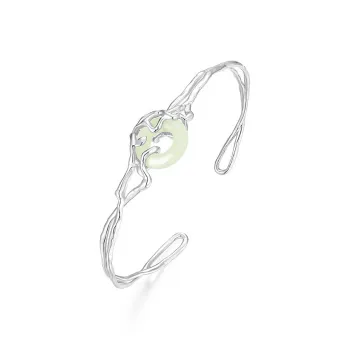 KADER Bangles Pale Greenish White Jade Women's