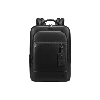 HLA Top Grain Cow Leather Laptop Bag Backpack Regular Men's Classic Black