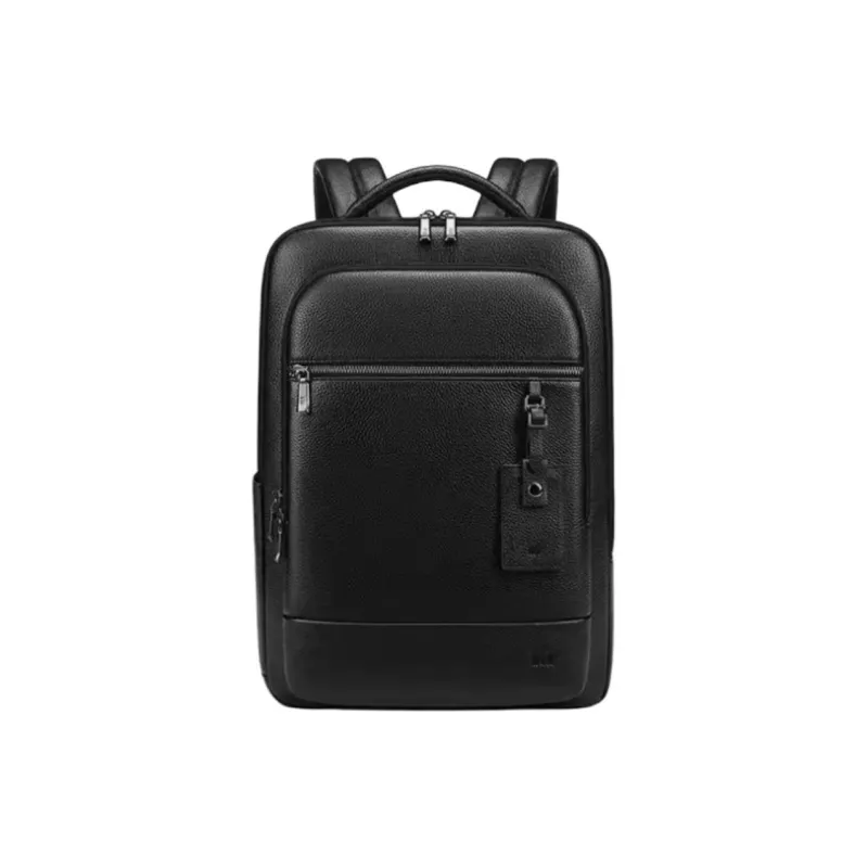 HLA Top Grain Cow Leather Laptop Bag Backpack Regular Men's Classic Black-0