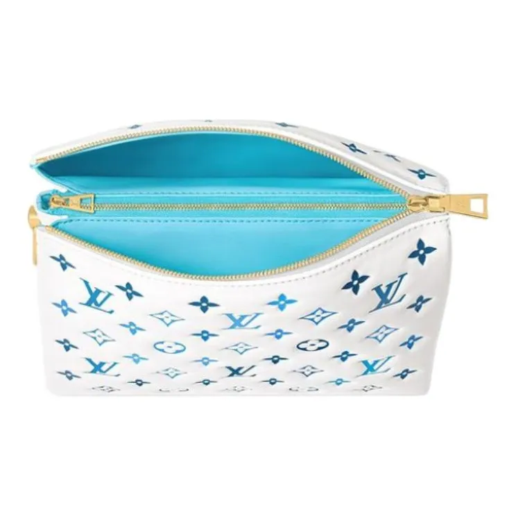 LOUIS VUITTON Coussin Leather Handbag, Shoulder Bag, Crossbody Bag Trumpets Women's White & Blue-2