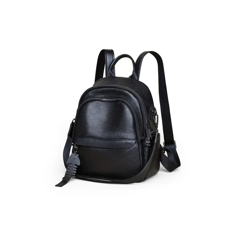 Kevin Cohen Synthetic Leather With Cow Leather Backpack Regular Women's Black/Gray-1