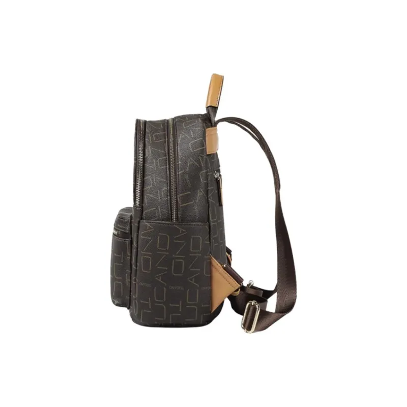 TUCANO PVC Leather With PU Leather University Student Everyday Backpack Large Size Women's Coffee-2