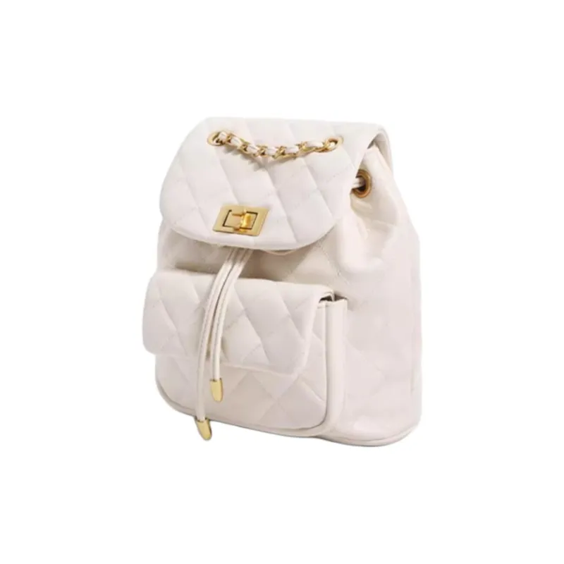 BELLE Artificial Leather Backpack Medium Size Women's Elegant Black/Milkshake White-1