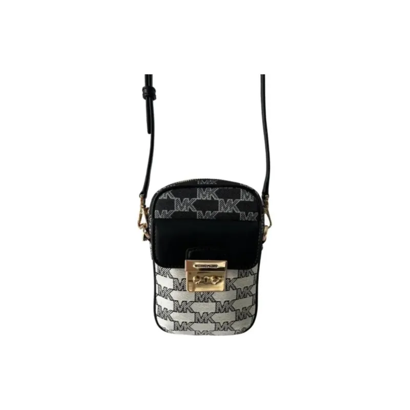 MICHAEL KORS Sloan Fabric Crossbody Cell Phone Pouch Trumpets Women's Black/Beige-1