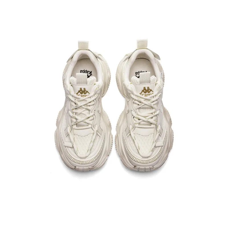 Kappa Anti Slip Wear Resistant Low Top Chunky Sneakers Women's Classic White-3