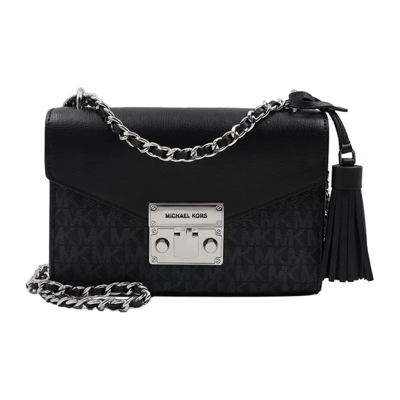 MICHAEL KORS Rose Cow Leather Shoulder Bag Crossbody Bag Medium Size Women's Black-0