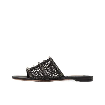 Valentino ROCKSTUD Slide Slippers Women's Black Gold