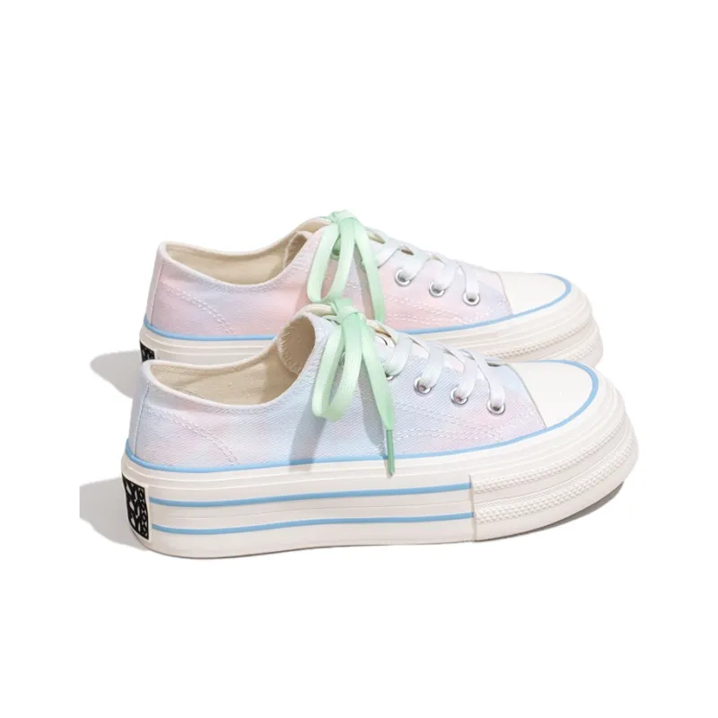 Feiyue Anti Slip Wear Resistant Low Top Skateboard Shoes Women's Light Blue Pink-2