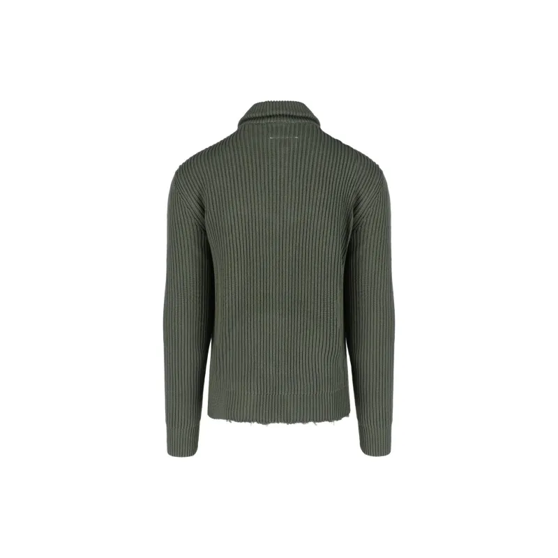 MM6 Maison Margiela Ribbed Knit Zipped Cardigan-1