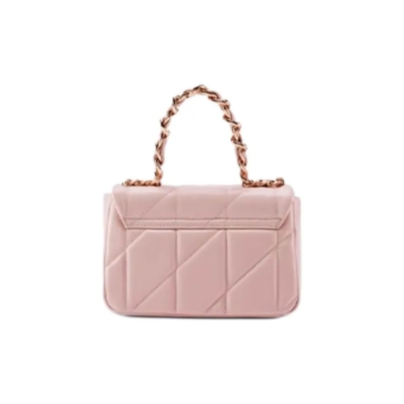 ELLE Cow Leather Handbag Shoulder Bag Small Size Women's White/Pink/Black-6