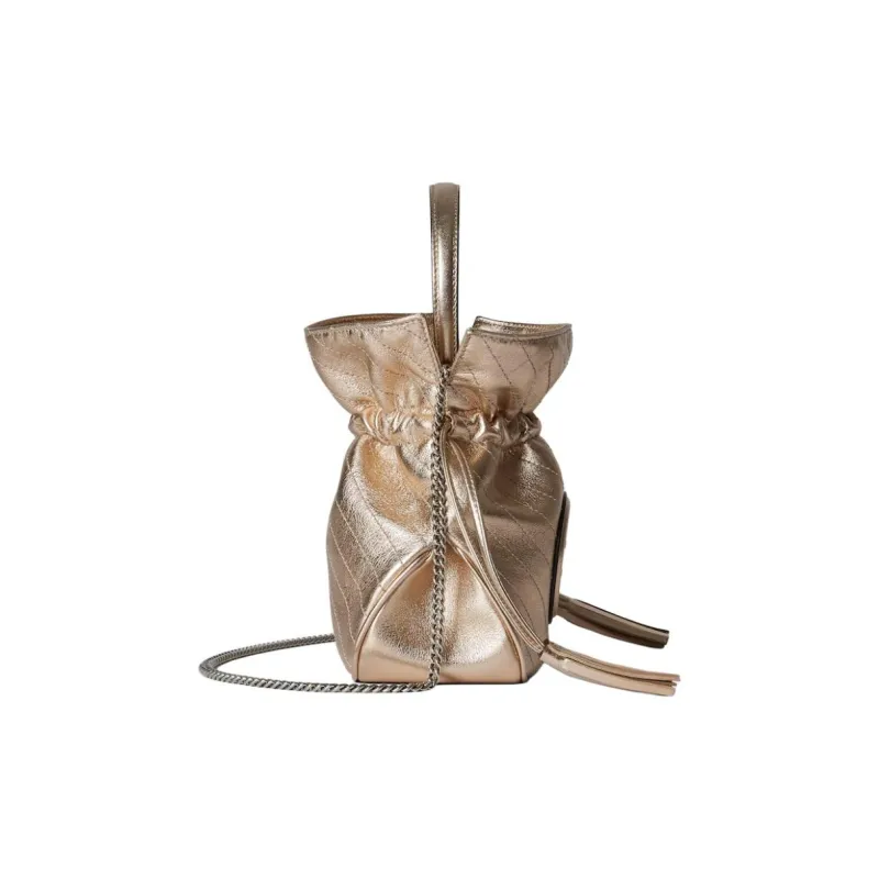 GUCCI Blondie Leather Bucket Bag, Portable Crossbody Bag, Shoulder Bag Mini Women's Gold-2